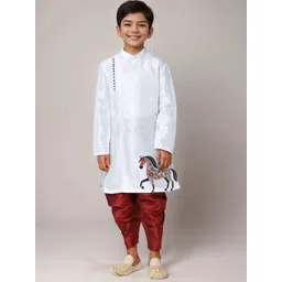 DEVOILER Boys Animal Printed Mandarin Collar Straight Kurta-picture-28