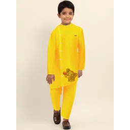 DEVOILER Boys Animal Printed Mandarin Collar Straight Kurta-picture-35