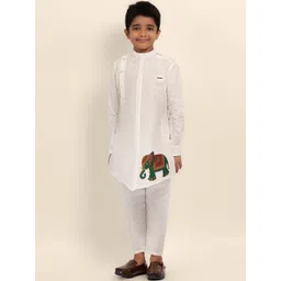 DEVOILER Boys Animal Printed Mandarin Collar Straight Kurta-picture-10
