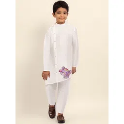 DEVOILER Boys Ethnic Motifs Empire Dupion Silk Kurta with Pyjamas-picture-22