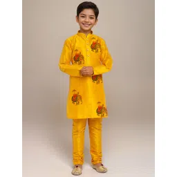 DEVOILER Boys Ethnic Motifs Printed Mandarin Collar Straight Kurta-picture-36
