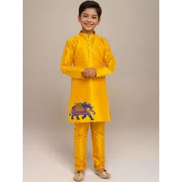 DEVOILER Boys Ethnic Motifs Printed Mandarin Collar Straight Kurta-picture-57