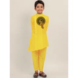DEVOILER Boys Ethnic Motifs Regular Dupion Silk Kurta with Pyjamas-picture-49