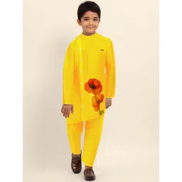 DEVOILER Boys Ethnic Motifs Regular Dupion Silk Kurta with Pyjamas-picture-18