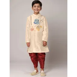 DEVOILER Boys Floral Printed Mandarin Collar Straight Kurta-image-48