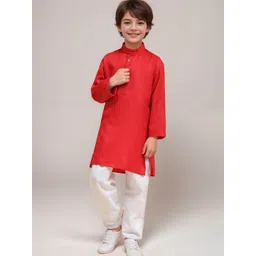 DEVOILER Boys Mandarin Collar Cotton Straight Kurta-image-10