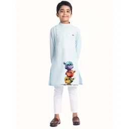DEVOILER Boys Printed Mandarin Collar Kurta-image-27