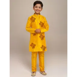 DEVOILER Boys Regular Dupion Silk Kurta with Churidar-picture-24
