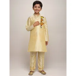 DEVOILER Boys Regular Dupion Silk Kurta with Churidar-picture-34