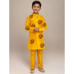DEVOILER Boys Regular Dupion Silk Kurta with Churidar-picture-44