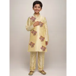 DEVOILER Boys Regular Dupion Silk Kurta with Churidar-picture-27