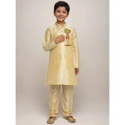 DEVOILER Boys Regular Dupion Silk Kurta with Churidar-picture-13