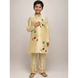 DEVOILER Boys Regular Dupion Silk Kurta with Churidar-picture-41