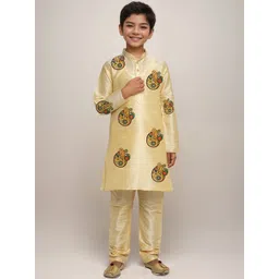 DEVOILER Boys Regular Dupion Silk Kurta with Churidar-picture-57