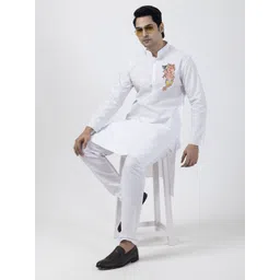 DEVOILER Ethnic Motifs Printed Band Collar Straight Kurta-picture-23