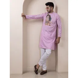 DEVOILER Floral Printed Band Collar Pure Cotton Straight Kurta-picture-17