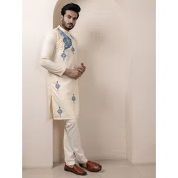 DEVOILER Floral Printed Band Collar Pure Cotton Straight Kurta image 4