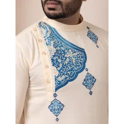 DEVOILER Floral Printed Band Collar Pure Cotton Straight Kurta image 2