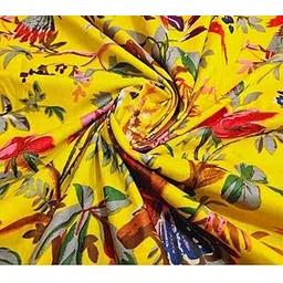 DEVVART Pure Cotton Unstitched Printed Fabric Material for Women Blouse/Plazzo,kurti/Lehenga/Saree/Piece Material for Womens (YELLOW, 5 Meter)-picture-12