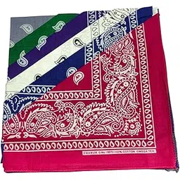 dewall style 100% Cotton Colourful Paisley Printed Bandanas Unisex Square Scarf Headwear Hairband Face Mask Handkerchief & Wristband for Men and Women (Pack of 6)-picture-25