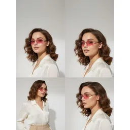 DEXENT COLLECTION Unisex Pink Lens & Gold-Toned Rectangle Sunglasses with-picture-27