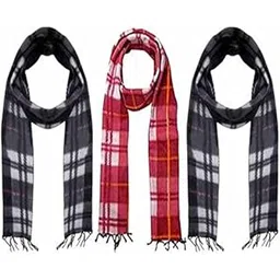 dexo Muffler For Men And Boys Winter Casual Soft And Warm Woolen Mufflers Winter Wear Warm Lightweight Casual Fleece Checkered Muffler Casual Soft And Warm Multicolor (Pack of 3)-picture-45
