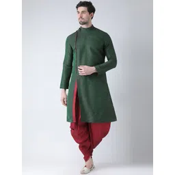 DEYANN Men Green & Red Self Design Kurta with Patiala-picture-17