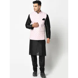 DEYANN Men Pink & Black Kurta with Pyjamas-picture-17