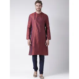 DEYANN Men Red Woven Design Straight Kurta-picture-14