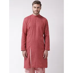 DEYANN Men Red Woven Design Straight Kurta-picture-13