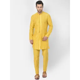 DEYANN Men Yellow Kurta with Trousers-picture-23