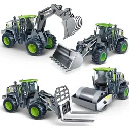 Unbreakable Excavator Pack 4 Kids Trucks Bulldozer Set DZE-image-3