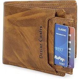 dezire crafts Elegant PU Leather Wallet & Card Organizer for Men | Coin Pocket | 3 Card Slots | Slim & Durable | Gift for Men (Tan Gray)-picture-23