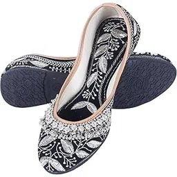dfr Women Rajasthani Embroidered with Payal Punjabi Mojari Jutti Juti’s Shoe Girls-picture-15