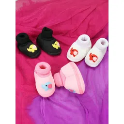 dhairya collection Baby Booties for Baby Boy and Baby Girls Pack of 3-picture-21