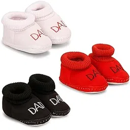 dhairya collection Baby Booties for Boys and Girls - Soft Sole Shoes for Newborn to 9 Months Pack of 3-picture-11