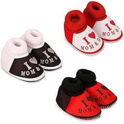 dhairya collection Baby Booties for Boys and Girls - Soft Sole Shoes for Newborn to 9 Months Pack of 3-picture-48
