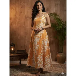 DHAKRE FASHION Floral Printed Shoulder Straps Midi Dress-picture-21