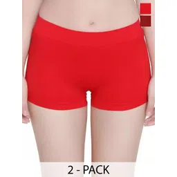 DHANDAI FASHION Pack Of 2 Mid-Rise Boys Shorts Briefs Boy Short Full P(Mo-2+CB-2)MrnRed-picture-11