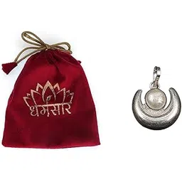 Dharmsaar Original Moti Chandra Gemstone Moti Silver Plated,Moti chandra locket for men and women,Half Moon Shape Pendant,Natural Pearl Chand Moti Locket For Neck(small size)-picture-35