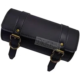 Dhe Best Bike Side/Rear Saddle Bag Round Style Tool Bag Storage Tool Pouch 2 Strap Closure Black Compatible with RE Interceptor 650-picture-16