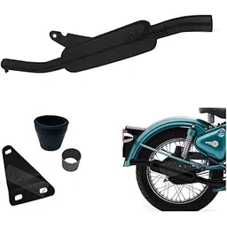 Dhe Best SR-60 Bike Bullet Angular Empty Free Flow Stylish Exhaust Silencer Black with Zed Clamp Bush for RE Classic Battle Green 350-picture-20