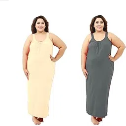 d'heer fashion Full Length Women's Hosiery Cotton Fabric Long Nighty Slip/Camisole Slip- for Women - Plus Size Nighty (Pack of 2)-picture-40