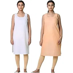 d'heer fashion Women's Cotton Camisole Slips - Pack of 2 | Soft & Breathable Half-Length Kurti Slips | Knee-Length Suit Slip/Camisole for Comfort & Style |Yellow & Sky-Blue|2COTTONKS_Yellow&Sky_v-picture-42