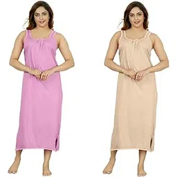 d'heer fashion Women's Cotton Long Gown Maxi Nighty Slip-picture-22
