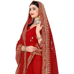dhenulace Net Embroidered Red Women Dupatta-picture-24