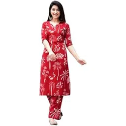 dhibha Trendy Stylish Pure Cotton Printed Coord Set with Long Kurta & Pant for Women-picture-16