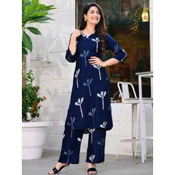 Dhibha Women Blue Cotton Blend Clothing Set-picture-29