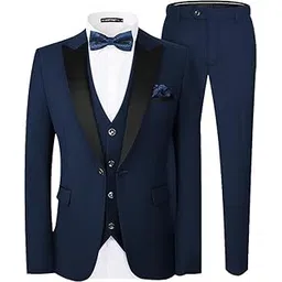 dhingra Mens Slim Fit Peak Lapel Collar Tuxedo 3pcs Suit-picture-11