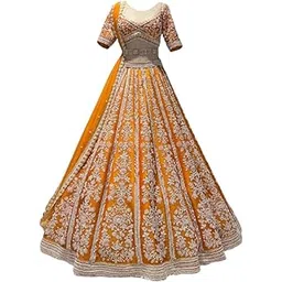 dhrishafashion DhrishafashionWOMEN'S Georgette Semi-Stiched lehnga (SF-ver12no Purple1 Free Size)-picture-22